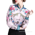 Bubble Sleeve Chiffon Top Custom Women Business Office Loose Printed Geometric Blouses Factory